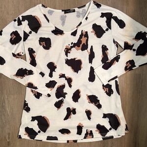 Long Sleeve Top with Black and Brown Pattern